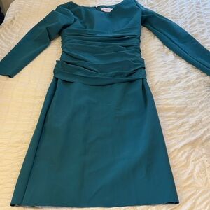 Greta Constantine Ruched Teal Long Sleeve Dress 6